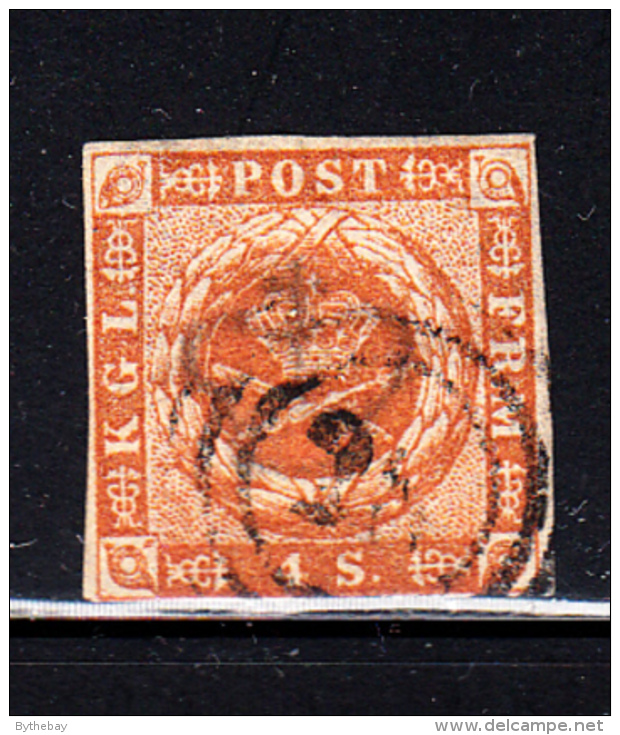 Denmark Used Scott #4 4s Royal Emblems  Cancel: 3-ring - Used Stamps