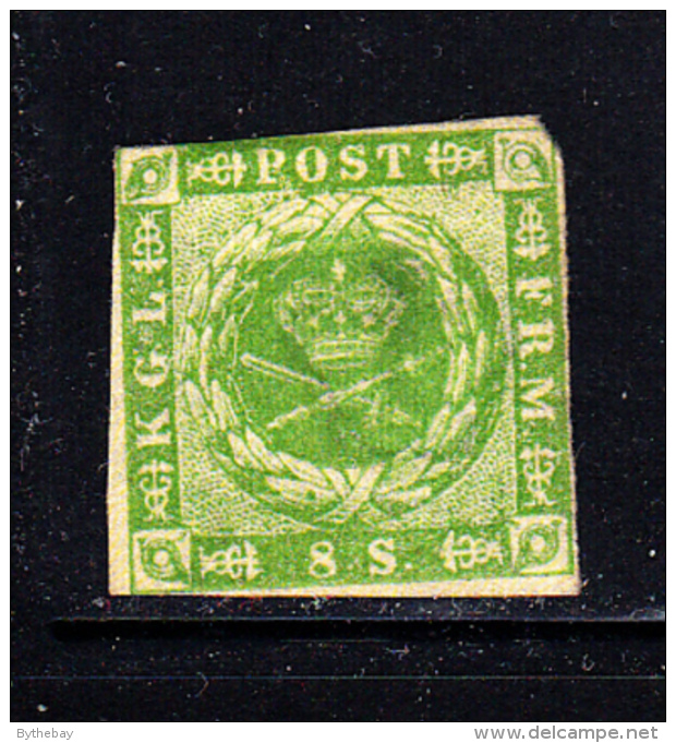 Denmark Unused Scott #5 8s Royal Emblems - Unused Stamps