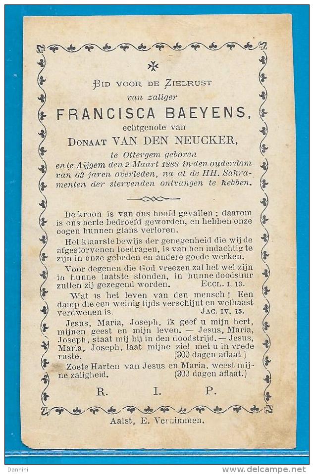 Bidprentje Van Francisca Baeyens - Ottergem - Aaigem - 1825 - 1888 - Imágenes Religiosas