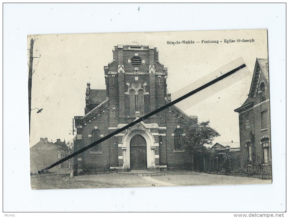 CPA Souple  -  Sin Le Noble - Faubourg - Eglise St Joseph - Sin Le Noble