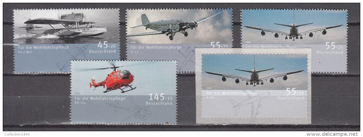 Germany Deutschland 2008,5V,set,airplanes,vliegtuigen,flugzeuge,avions,avións,aerei ,MNH/Postfris(A2781) - Vliegtuigen