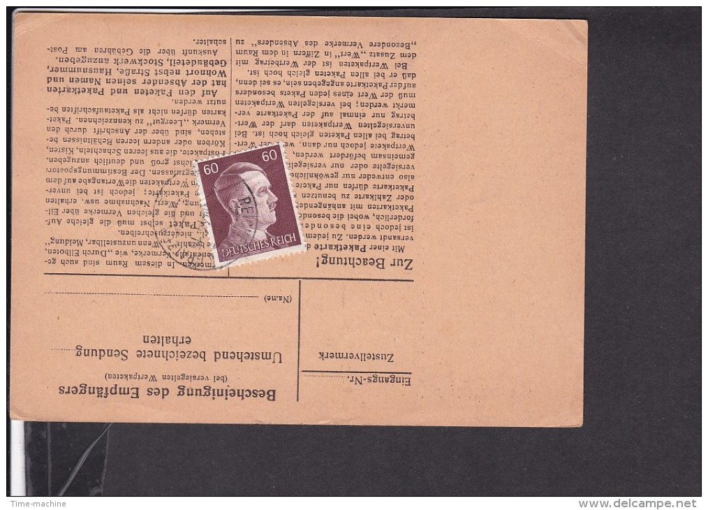 Deutsches Reich Paketkarte Deutsch - Reichenau ( B.Gratzen ) 1944 - Covers & Documents