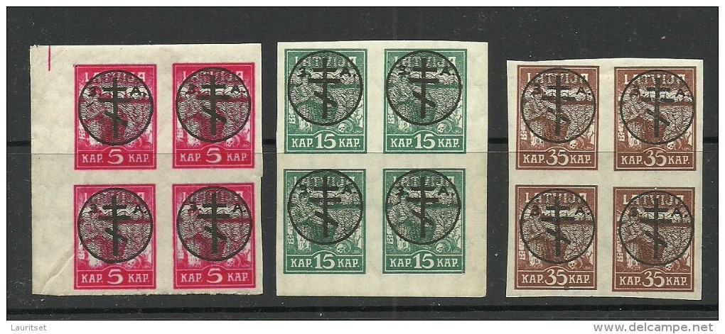 LETTLAND Latvia Russia 1919 Michel 20 - 22 General Bermondt-Awaloff Westarmee Western Army MNH - Armées De L'Ouest