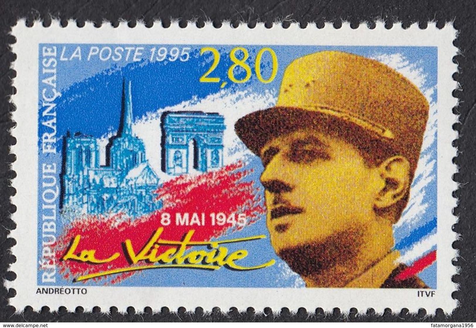 FRANCE - 1995 - Yvert 2944, 8 Mai 1945, La Victoire, 2,80 F, Neuf, Parfait. - Unused Stamps