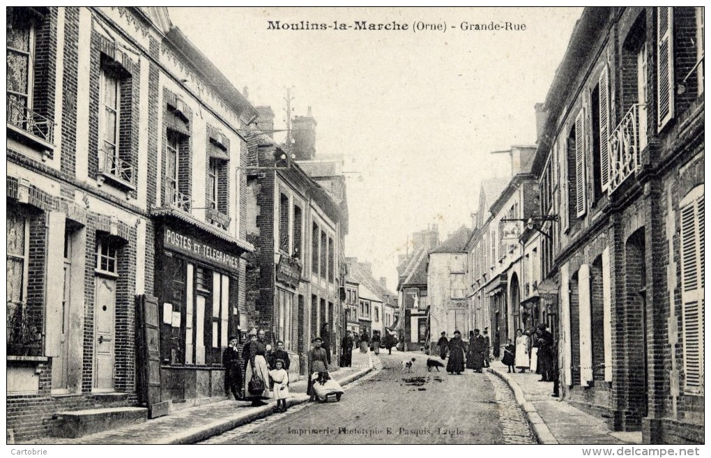 61 - MOULINS-LA-MARCHE - Grande-Rue - Animée - Postes Et Télégraphes - Moulins La Marche