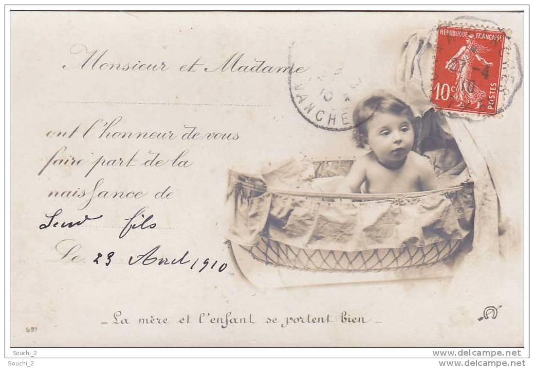 50) Roncey.- (Manche)  Carte Photo: Faire Part De Naissance Leur Fils Auguste Degrenne  - (correspondance à Lire) - Autres & Non Classés