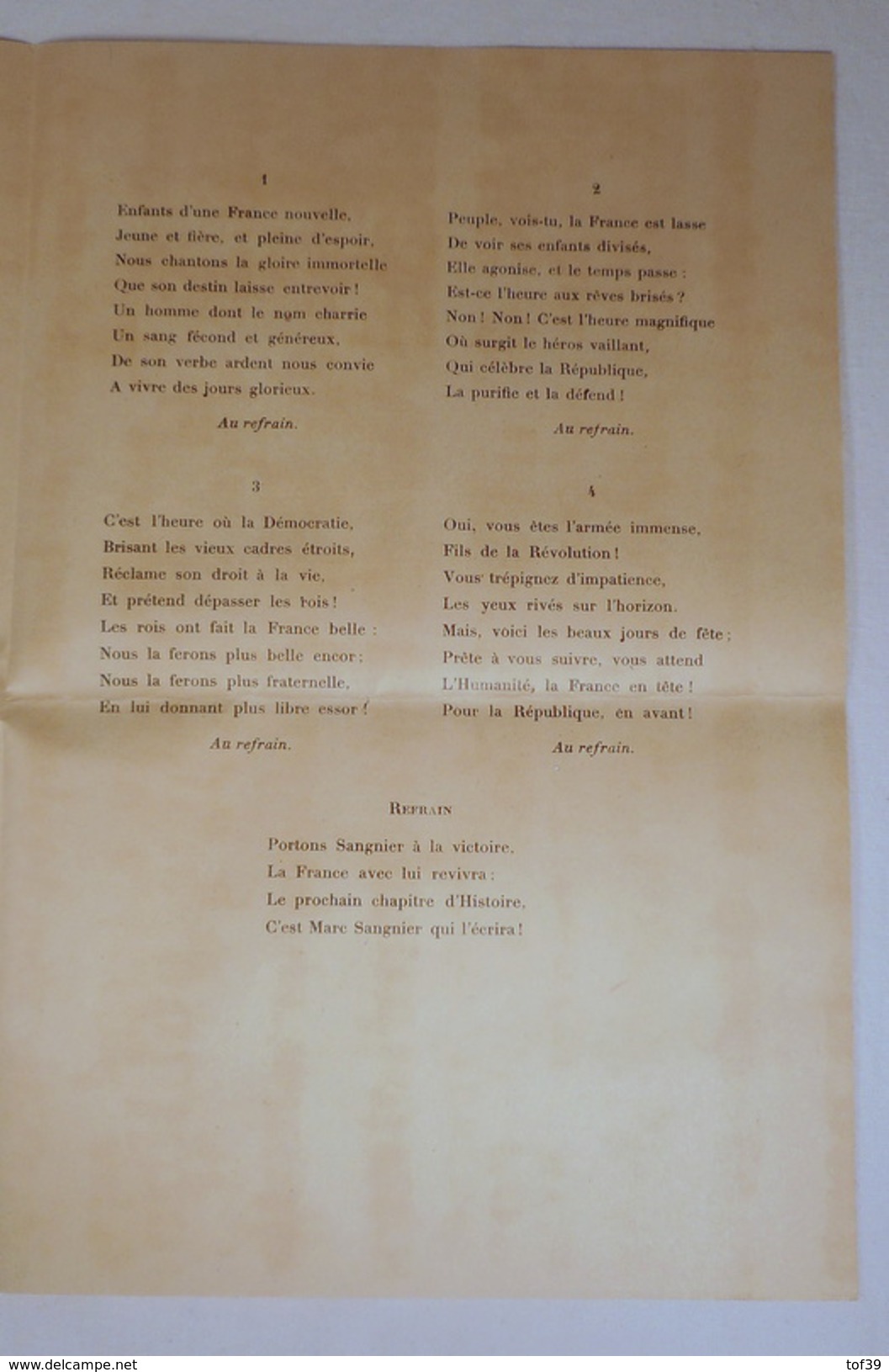 Partitions Musicales Par Henri Colas Pour Marc Sangnier Le Candidat De La Démocratie La France Nouvelle - Partitions Musicales Anciennes