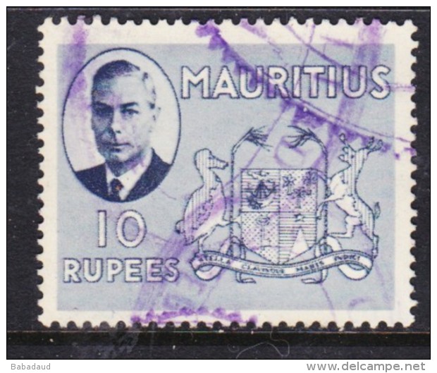 Mauritius: George VI, 1950,  10 Rupees, Fiscally Used - Mauritius (...-1967)