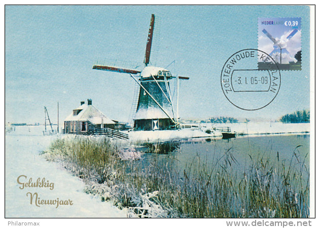 D25743 CARTE MAXIMUM CARD 2005 NETHERLANDS - TRADITIONAL DUTCH MILL SILHOUETTE CP ORIGINAL - Molinos