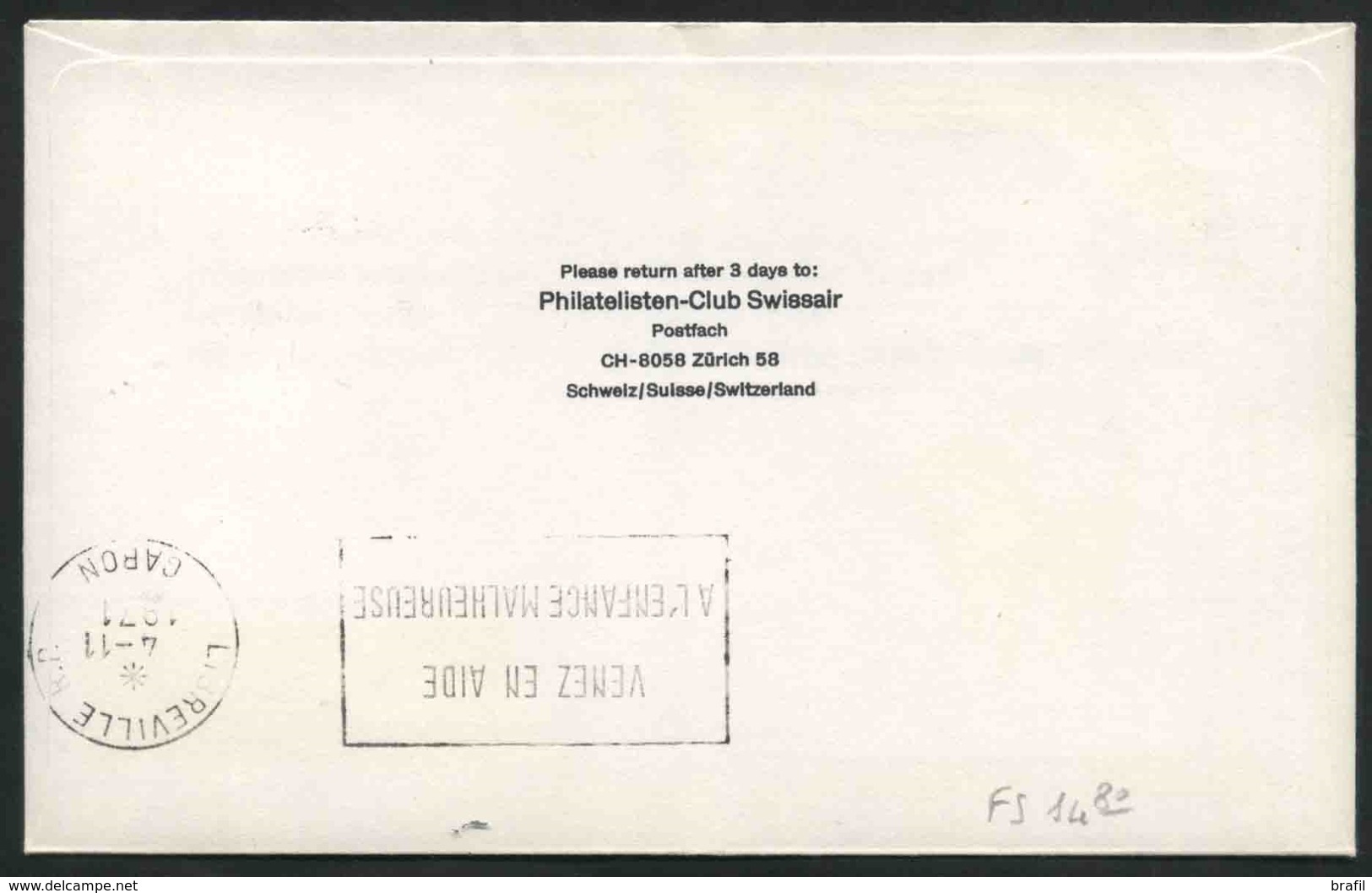 1971 Nazioni Unite Ginevra, Primo Volo First Flight Air Afrique Ginevra - Libreville (Gabon), Timbro Di Arrivo - Airmail