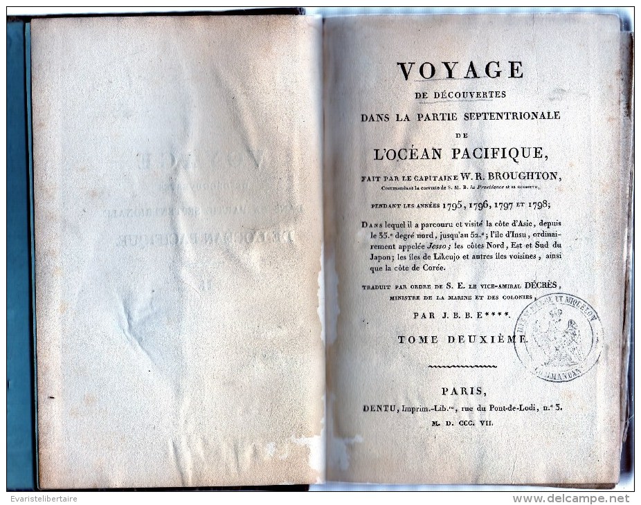 Voyage De Découvertes Dans La Partie Septemtrionale De L´océan Pacifique Fait Par Le Capitaine W.R. BROUGHTON - 1801-1900