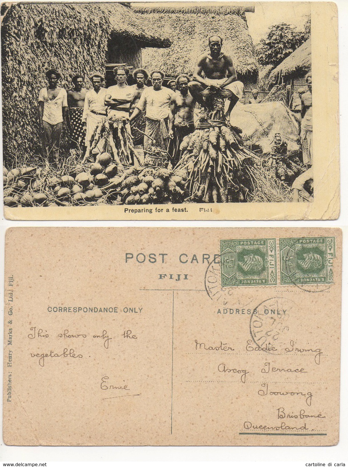 FIJI - PREPARING FOR A FEAST Cartolina/postcard #153 - Altri & Non Classificati