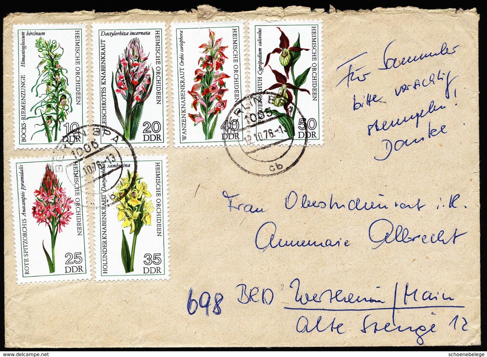 A4245) DDR Brief Mit Satz Orchideen Mi.2135-2140 Von Berlin 12.10.76 - Orchids