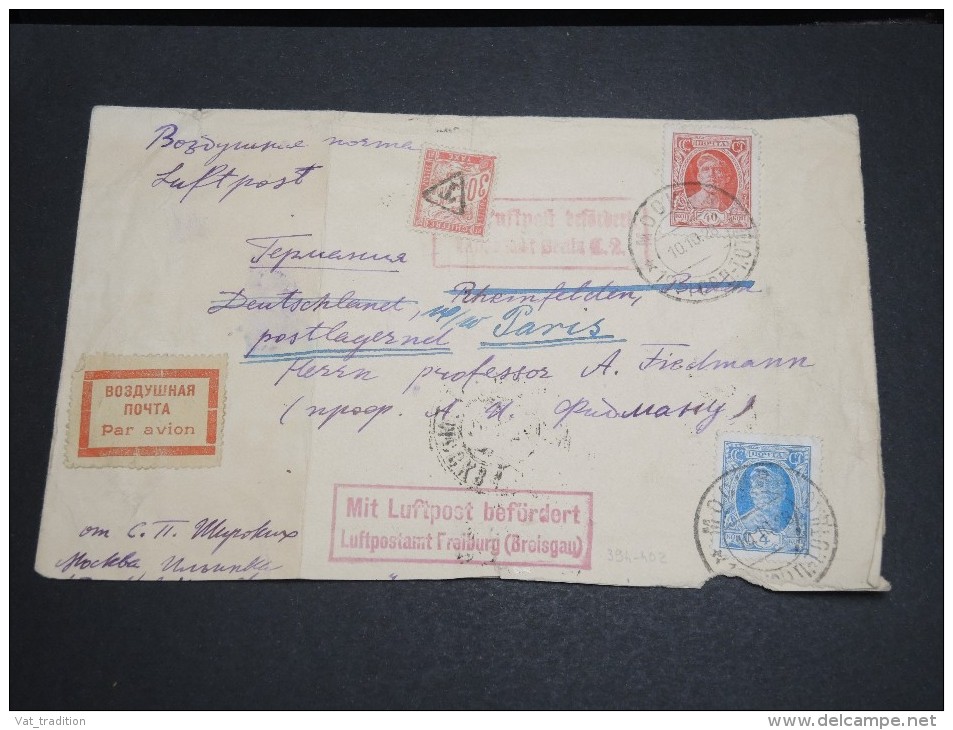 RUSSIE - Enveloppe De Moscou Par Avion Pour La France En 1928, Taxée à L ' Arrivée - A Voir - L 2986 - Covers & Documents