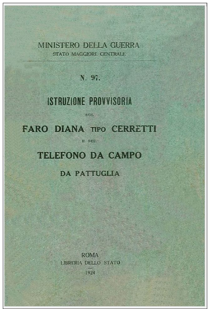 FOTOELETTRICA Faro Diana Ceretti E Telefono Campo 1924 ESERCITO ANTIAEREA  - DOWNLOAD - Documenti