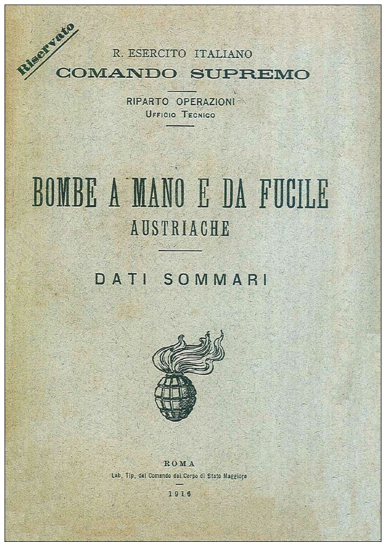 BOMBA MINA AMMUNITION WEAPON  Bombe Mano Fucile Austriache 1916 Descrizione DVD - DOWNLOAD - Documenti