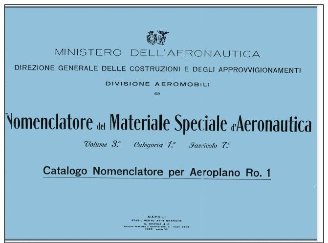 AERONAUTICA AIRCRAFT Aeroplano Romeo Ro1 1928 OFM CN Nomenclatore - DOWNLOAD - Aviazione