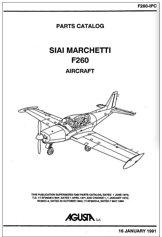 AERONAUTICA AIRCRAFT Siai Marchetti SF260 1991 Agusta (eng) Nomenclatore DVD - DOWNLOAD - Aviazione