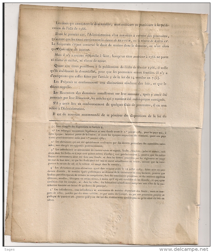 N° 583. CAS DE POURSUITE. 1812. Administration Enregistrement Domaines.  2 FEUILLETS. 5 SCANS. - Décrets & Lois