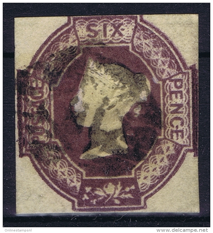 Great Britain SG 60 Deep Purple, Very Nice Color, Mi 5  Yv Nr 5 Some Paper On Nose NOT A THIN - Gebraucht