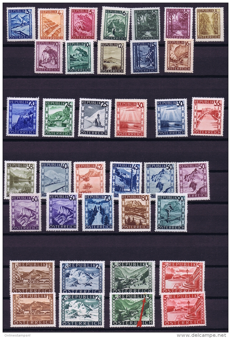 Austria: Mi Nr  738 - 770   1945  MNH/**/postfrisch/neuf Sans Charniere One Brown Spot  3S Last Row - Ungebraucht