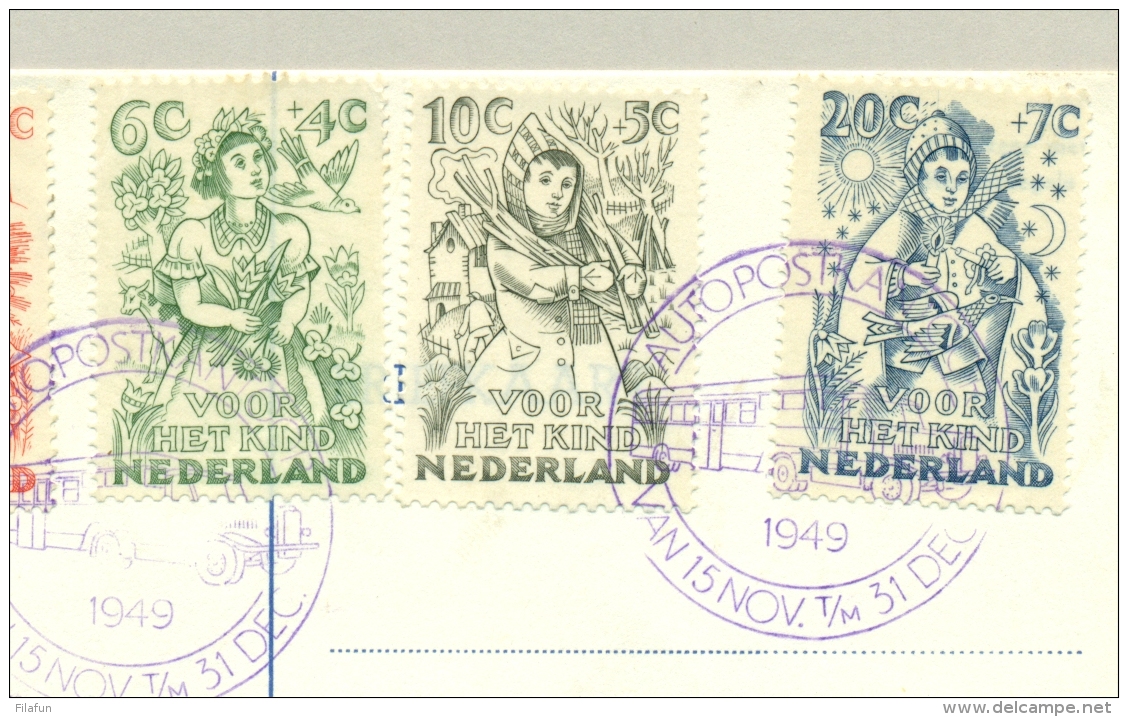 Nederland - 1949 - Kindserie Met Stempel Autopostkantoor Op Kaart (niet Verzonden) - Briefe U. Dokumente