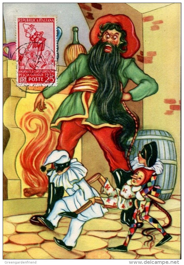 13467 Italia,  Cartoon, Card Ballerini &fratini,  Pinocchio (with Stamp Pinocchio !!) (1097/3) Il Gatto E La Volpe - Contes, Fables & Légendes