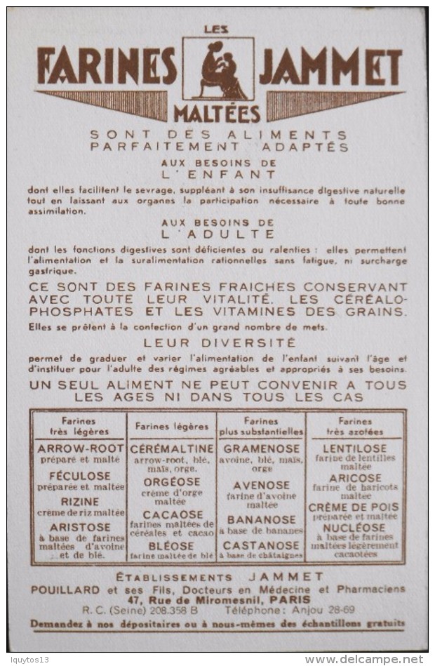 CARTE PUBLICITAIRE FARINES JAMMET - Illust. : Jean DROIT - LES VIEILLES PROVINCES DE FRANCE - Le Comtat Vénaissin - - Werbepostkarten