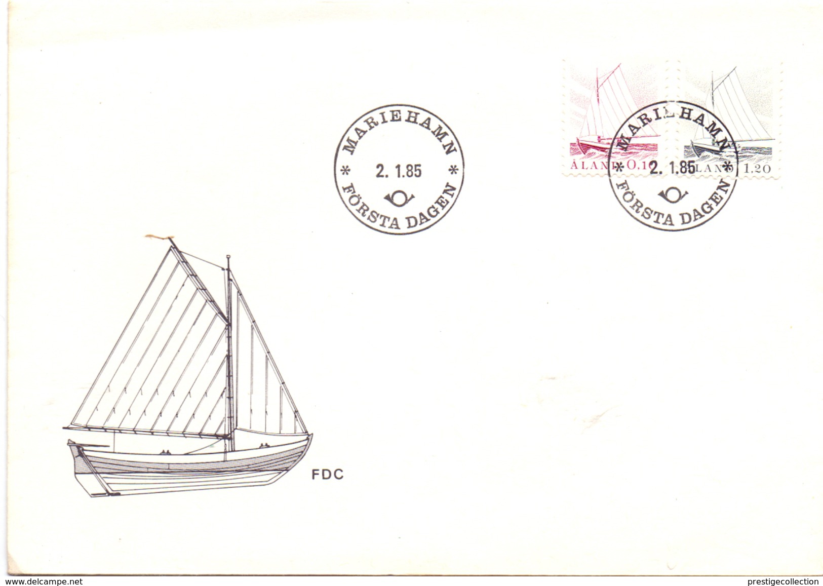 ALAND MARIEHAMN  FDC FORSTA DAGEN   (SET160300) - Vela