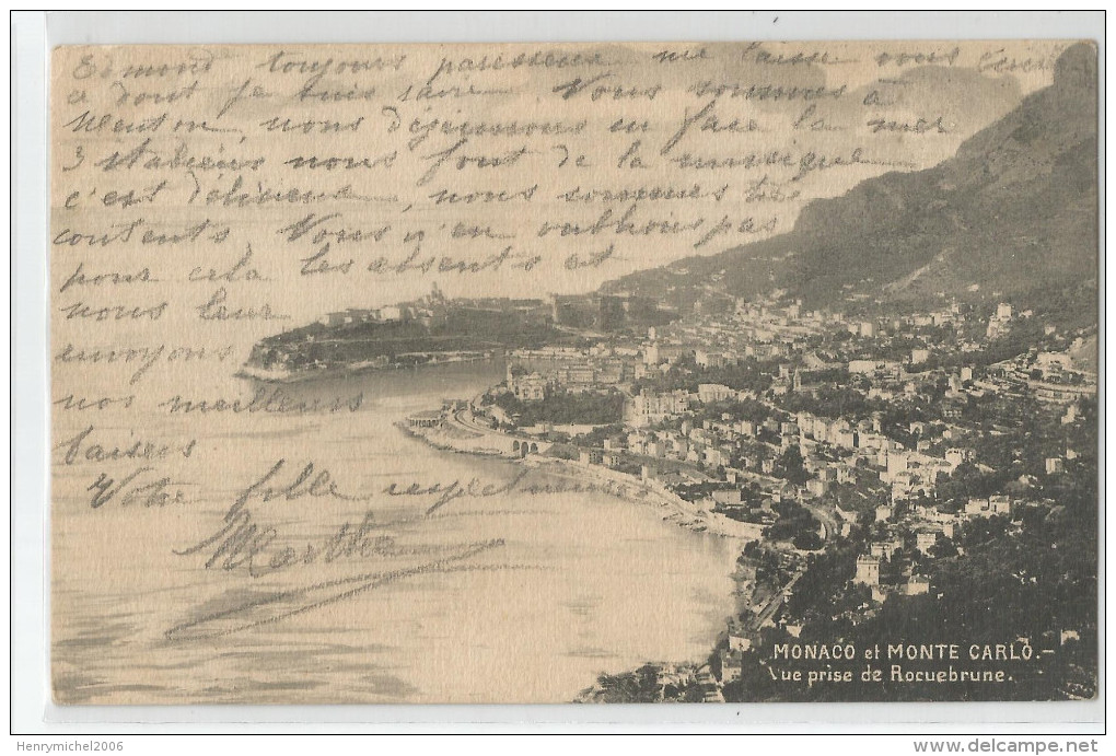 Monaco - Monte Carlo Vue Prise De Rochebrune 1903 - Monte-Carlo