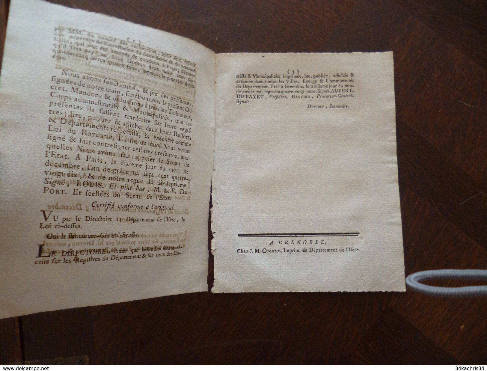 Loi 10/12/1790 Révolution Relative Aux Frais D'arrestation De Sieur Borei Et Du Nommé Besle Befle - Gesetze & Erlasse