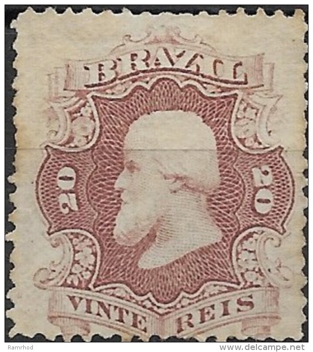 BRAZIL 1866  Emperor Dom Pedro II -  20r. - Purple MH SLIGHT RUST CHEAP PRICE - Unused Stamps