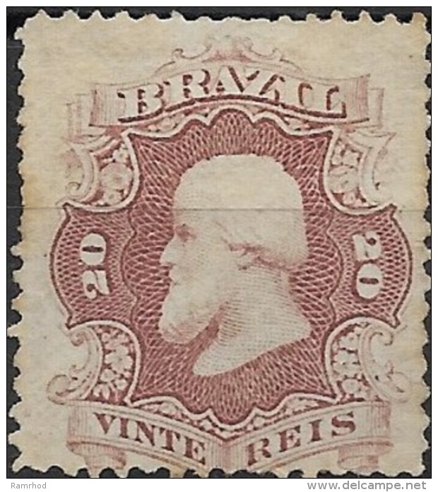 BRAZIL 1866  Emperor Dom Pedro II -  20r. - Purple MH SLIGHT RUST CHEAP PRICE - Ongebruikt