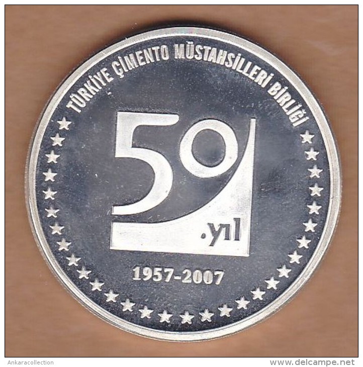 AC - 50th YEAR OF TURKISH  CEMENT MANUFACTURERS ASSOCIATION 1957 - 2007 COMMEMORATIVE SILVER MEDAL MEDALLION - Royaux / De Noblesse