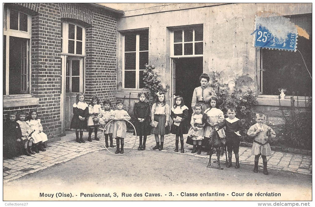 60-MOUY- PENSIONNAT , 3, RUE DES CAVES, -3, CLASSE ENFANTINE , COUR DE RECREATION - Mouy