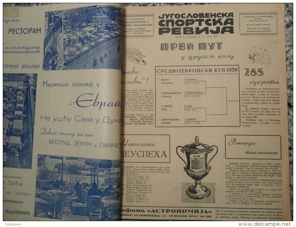 JUGOSLOVENSKA SPORTSKA REVIJA BROJ 9, 1939, KRALJEVINA JUGOSLAVIJA, NOGOMET, FOOTBALL - Bücher