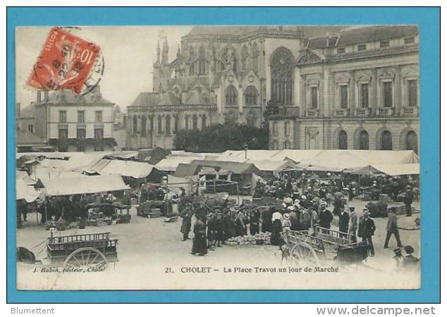 CPA 21 - Circulé Métier Marchands Ambulants Marché Place Travot CHOLET 49 - Cholet