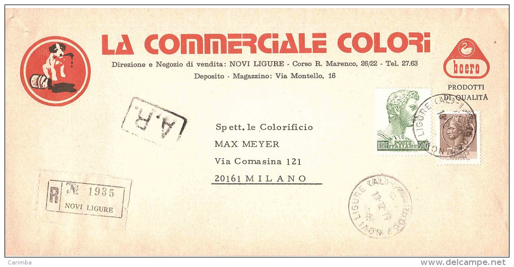 RACCOMANDATA LA COMMERCIALE COLORI NOVI LIGURE - 1971-80: Marcophilie