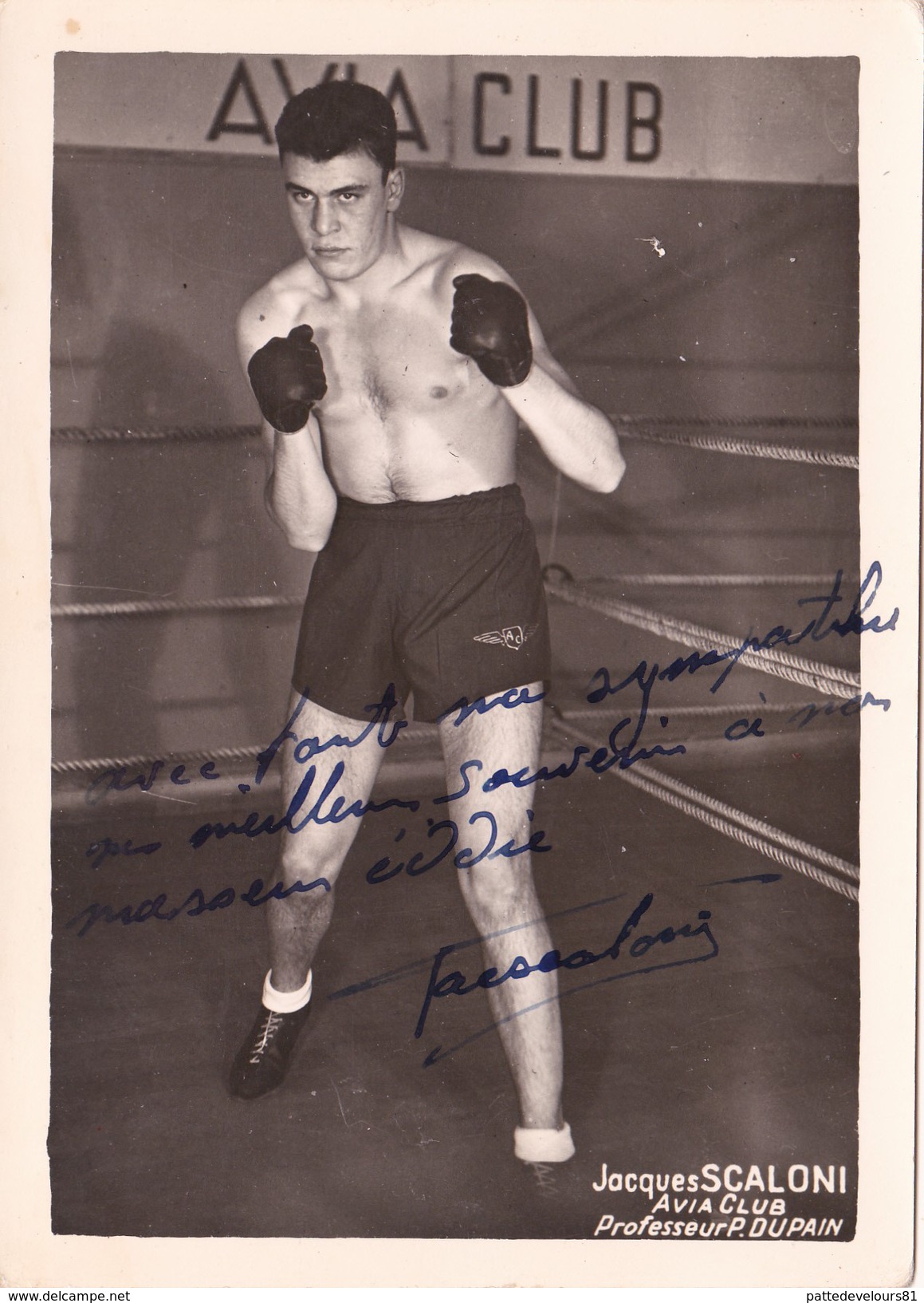 Autographe Original Signature Dédicace Sport Boxe Boxeur Jacques SCALONI Avia Club - Handtekening