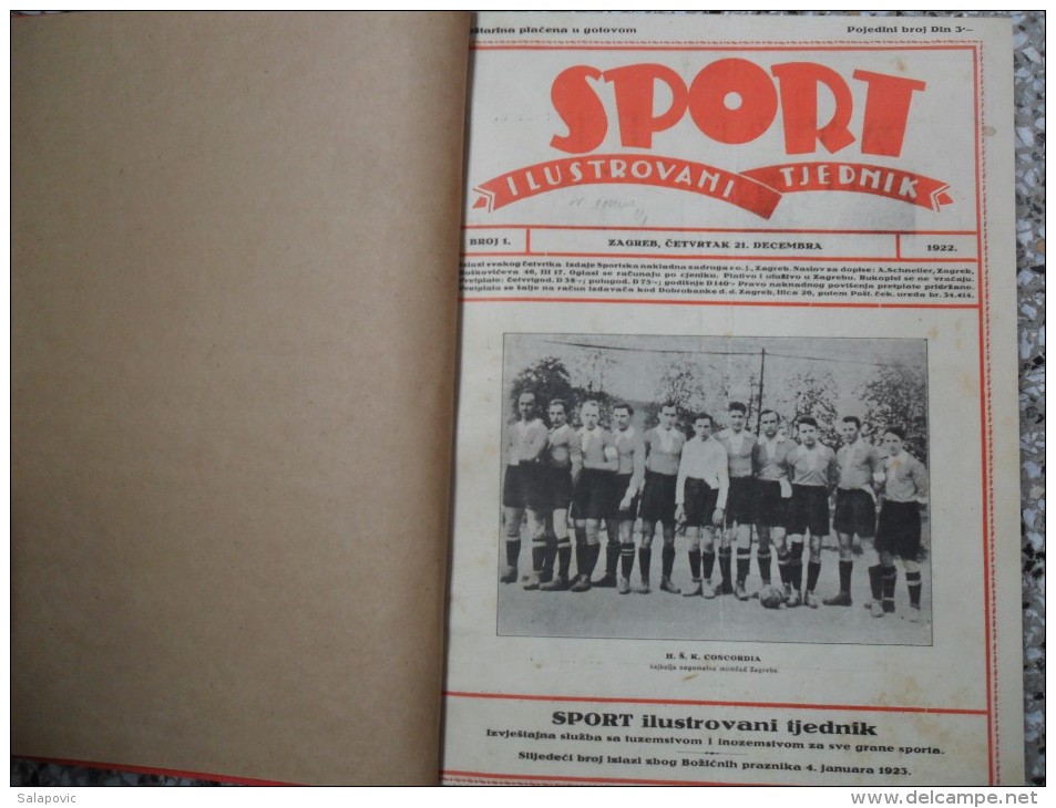 SPORT ILUSTROVANI TJEDNIK 1922,1923,1924 ZAGREB, FOOTBALL, SPORTS NEWS FROM THE KINGDOM SHS, BOUND 30 NUMBERS - Bücher