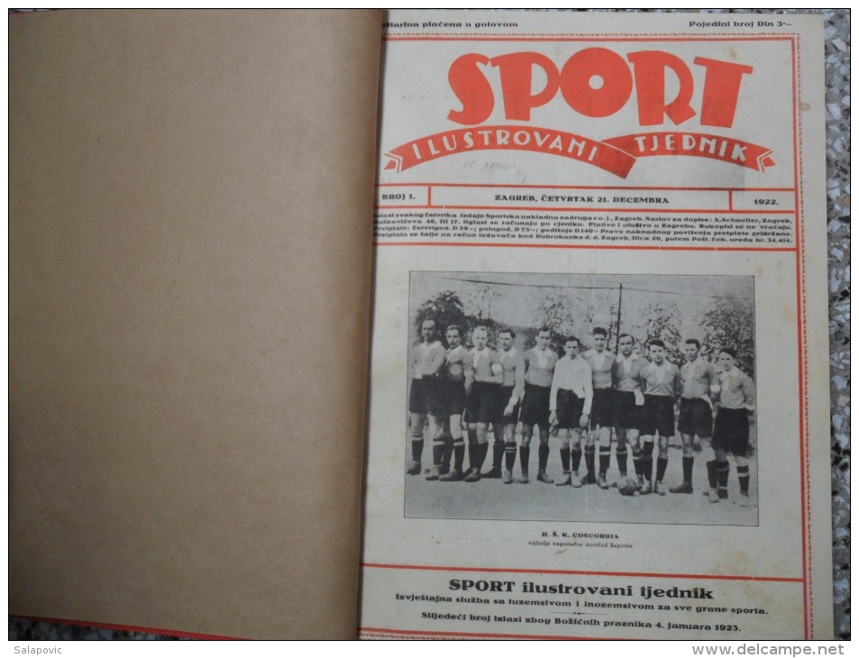 SPORT ILUSTROVANI TJEDNIK 1922,1923,1924 ZAGREB, FOOTBALL, SPORTS NEWS FROM THE KINGDOM SHS, BOUND 30 NUMBERS - Livres