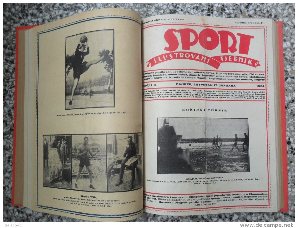 SPORT ILUSTROVANI TJEDNIK 1922,1923,1924 ZAGREB, FOOTBALL, SPORTS NEWS FROM THE KINGDOM SHS, BOUND 30 NUMBERS