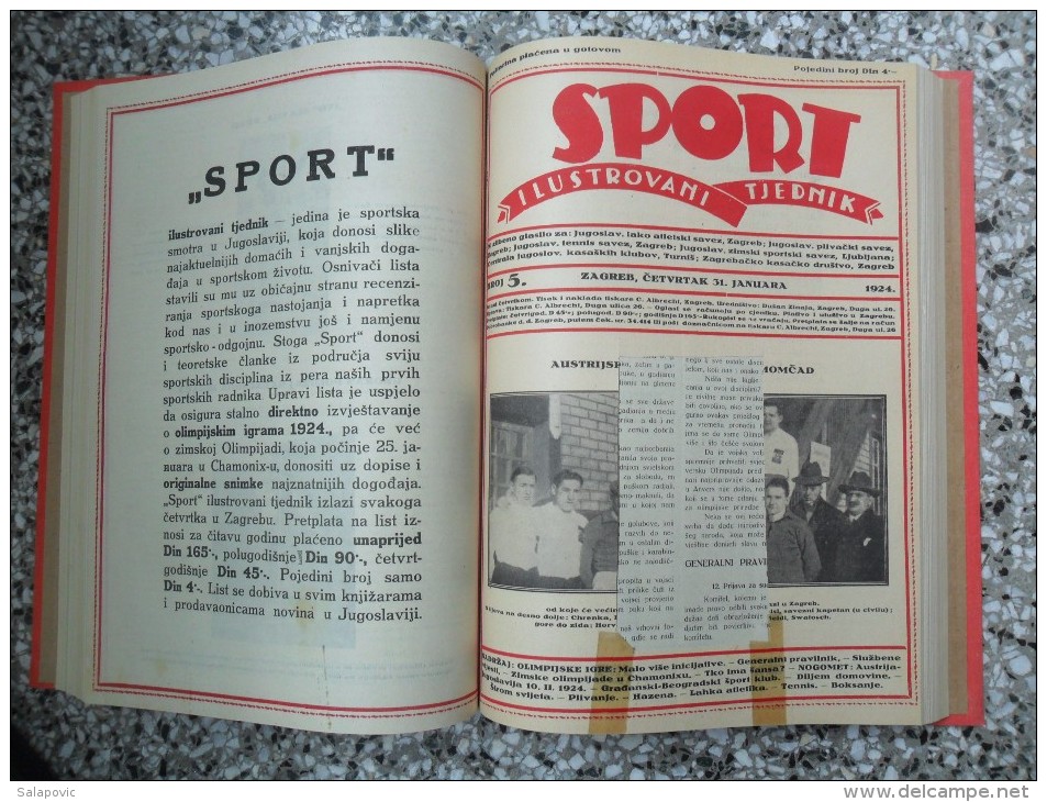 SPORT ILUSTROVANI TJEDNIK 1922,1923,1924 ZAGREB, FOOTBALL, SPORTS NEWS FROM THE KINGDOM SHS, BOUND 30 NUMBERS