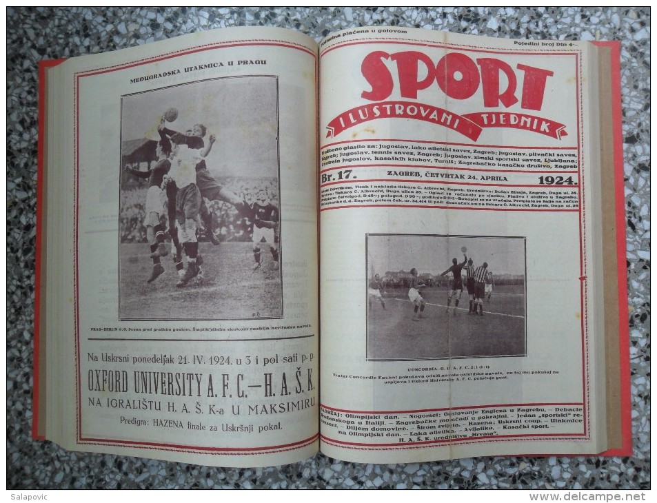 SPORT ILUSTROVANI TJEDNIK 1922,1923,1924 ZAGREB, FOOTBALL, SPORTS NEWS FROM THE KINGDOM SHS, BOUND 30 NUMBERS