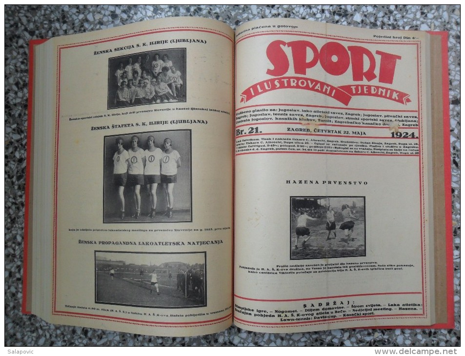 SPORT ILUSTROVANI TJEDNIK 1922,1923,1924 ZAGREB, FOOTBALL, SPORTS NEWS FROM THE KINGDOM SHS, BOUND 30 NUMBERS