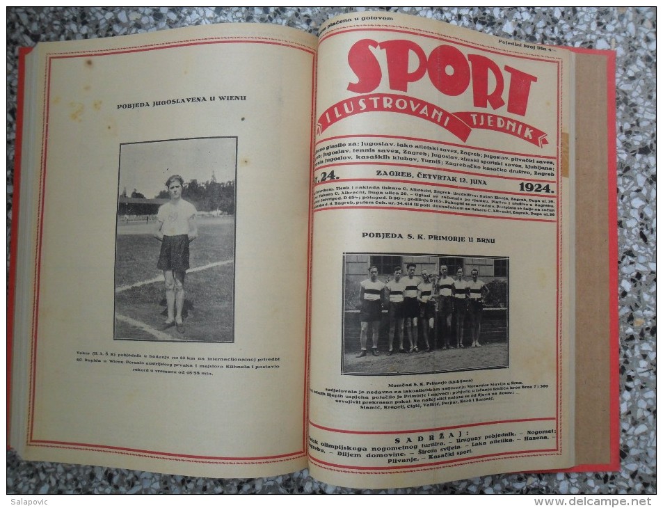 SPORT ILUSTROVANI TJEDNIK 1922,1923,1924 ZAGREB, FOOTBALL, SPORTS NEWS FROM THE KINGDOM SHS, BOUND 30 NUMBERS