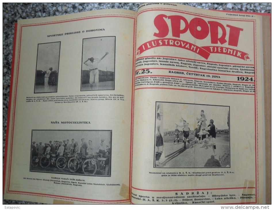 SPORT ILUSTROVANI TJEDNIK 1922,1923,1924 ZAGREB, FOOTBALL, SPORTS NEWS FROM THE KINGDOM SHS, BOUND 30 NUMBERS