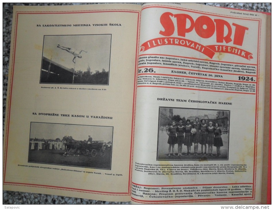 SPORT ILUSTROVANI TJEDNIK 1922,1923,1924 ZAGREB, FOOTBALL, SPORTS NEWS FROM THE KINGDOM SHS, BOUND 30 NUMBERS