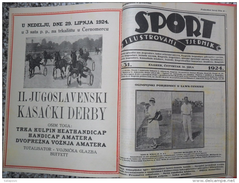 SPORT ILUSTROVANI TJEDNIK 1922,1923,1924 ZAGREB, FOOTBALL, SPORTS NEWS FROM THE KINGDOM SHS, BOUND 30 NUMBERS