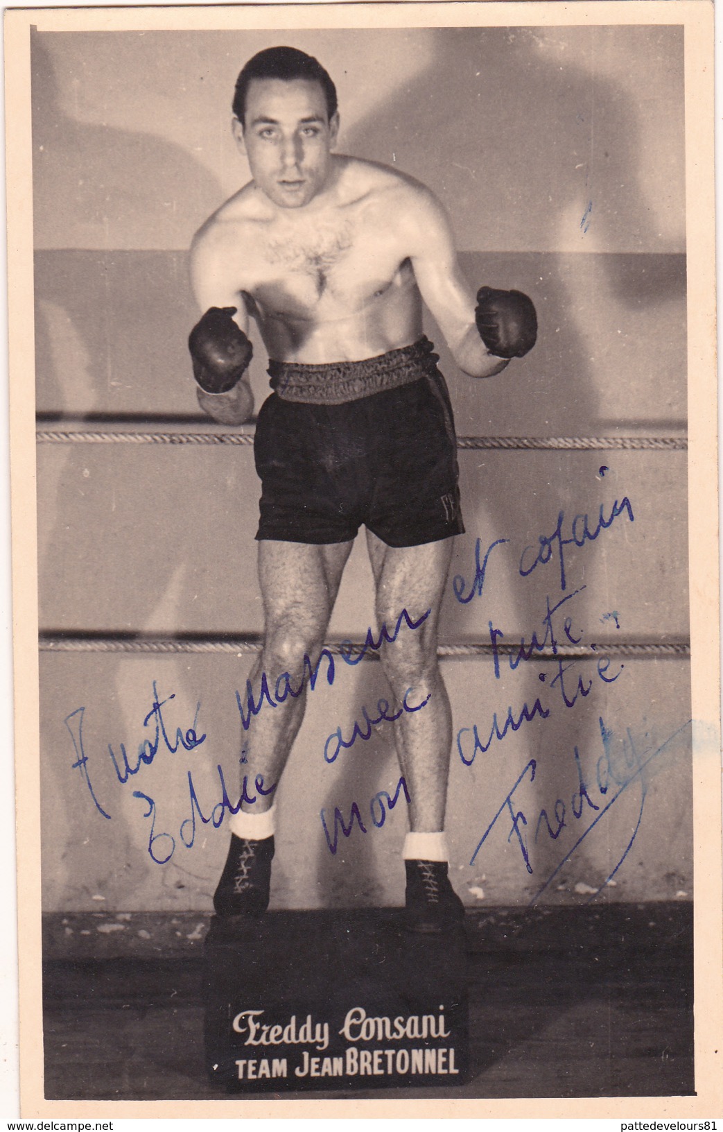 Autographe Original Signature Dédicace Sport Boxe Boxeur Freddy CONSANI Team Jean Bretonnel - Handtekening